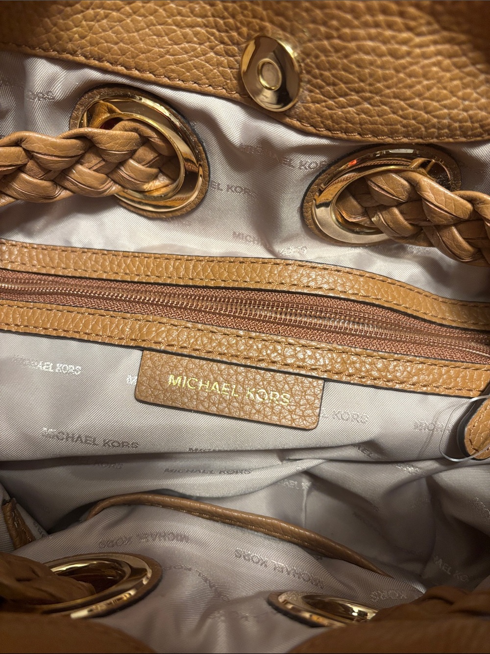 Michael Kors Cognac Brown Pebbled Leather Hobo with Tassel - Picture 2 of 13